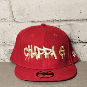 Chippa G New Era 59FIFTY Fitted Hat Red Gold Graffiti Cap 7 5/8